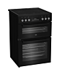 Beko EDC6731K 60cm Double Oven Electric Cooker with Vitroceramic Hob - Black