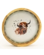 Candlelight Mango Wood Tray Round - Highland Cow