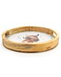 Candlelight Mango Wood Tray Round - Highland Cow