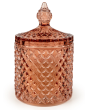 Candlelight Round Embossed Candle Jar Lidded Jhangye Pink