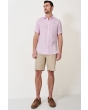 Crew short Sleeve Linen Shirt - Heritage Pink White