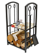 Manor 0317 Log Station with Fireside Tools - Black