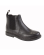Roamers Black Leather Brogue Childrens Boot