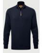 Calton Cotton Cashmere Cable 1/4 Zip Jumper Navy 