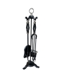 The Brass World D-031 Fire Set (5 Piece) Black + Brush Steel Cage Tops 26inch