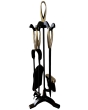 The Brass World D-037 Fire Companion Set (5 Piece) inch Loop Topsinch - Black + Antique 