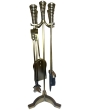 The Brass World D-056 Fire Set Lge inchTwirl Topsinch  26inch All Antique