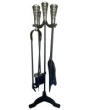 The Brass World D-060 Fire Set Large inchTwirl Topsinch 26inch Black + Brushed Steel