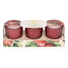 Candlelight Votive Candles Wild Strawberry + Rhubarb 3 Set