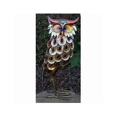 Metal Owl Brown Face