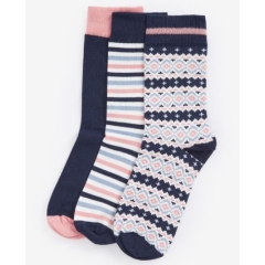 Barbour Claudia Fair Isle Sock Gift Set - Pink/Navy