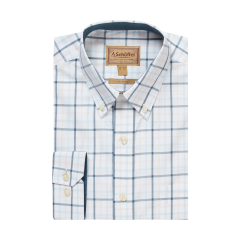 Schoffel Holkham Classic Shirt - Deep Ocean Blue/Coral Peach