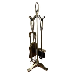 The Brass World D-009 Fire Companion Set (5 Pieces) "Loop Tops" 25" -  All Antiqued