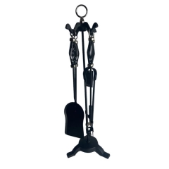The Brass World D-027 Fire Set (5 piece) Cage Top 26" - Black / Black Nickle