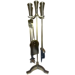 The Brass World D-056 Fire Set Lge "Twirl Tops"  26" All Antique