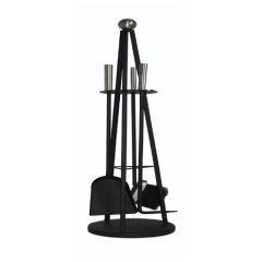 The Brass World D-063 4 Piece Cone Stand - Barrell Handle - 31.5" Black + Brush Steel