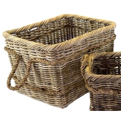 The Brass World RB523L Rattan Double Rope Basket (Rectangular)  - Large