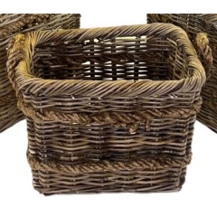 The Brass World RB523S Rattan Double Rope Basket (Rectangular)  - Small 