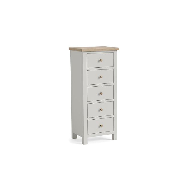 Besp Oak ROS002 5 Drawer Tall Chest - Stone Grey