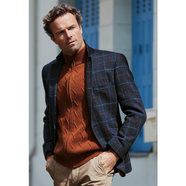 Aird Harris Tweed Tailored Jacket - Navy Check  