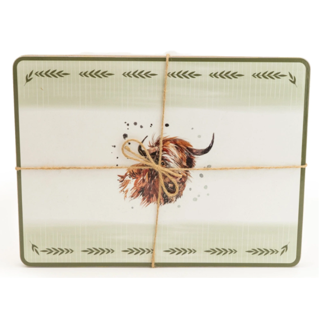 Candlelight Placemat Highland Cow - 4 Pack