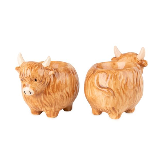 Candlelight Set Of 2 Egg Cups - Highland Cow