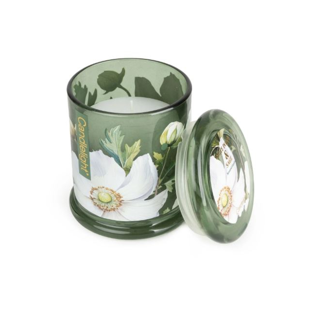 Cadlelight Glass Lidded Jar - White Poppy + Sage 