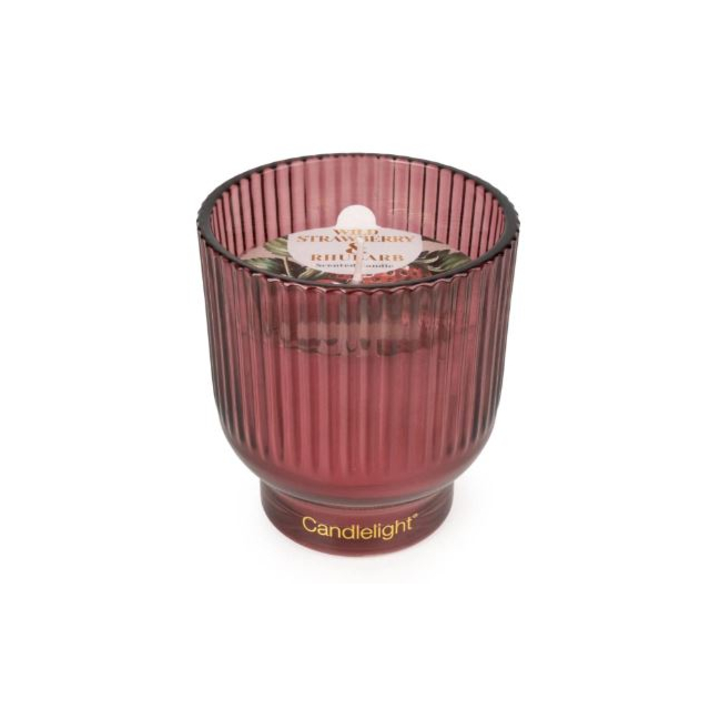 Candlelight Glass Footed Candle - Wild Strawberry + Rhubarb 