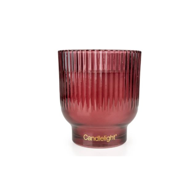 Candlelight Glass Footed Candle - Wild Strawberry + Rhubarb 