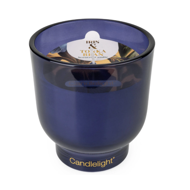 Candlelight Footed Glass Candle Iris + Tonka Bean 10cm