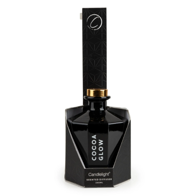 Candlelight Octagonal Glass Reed Diffuser - Black 250ml