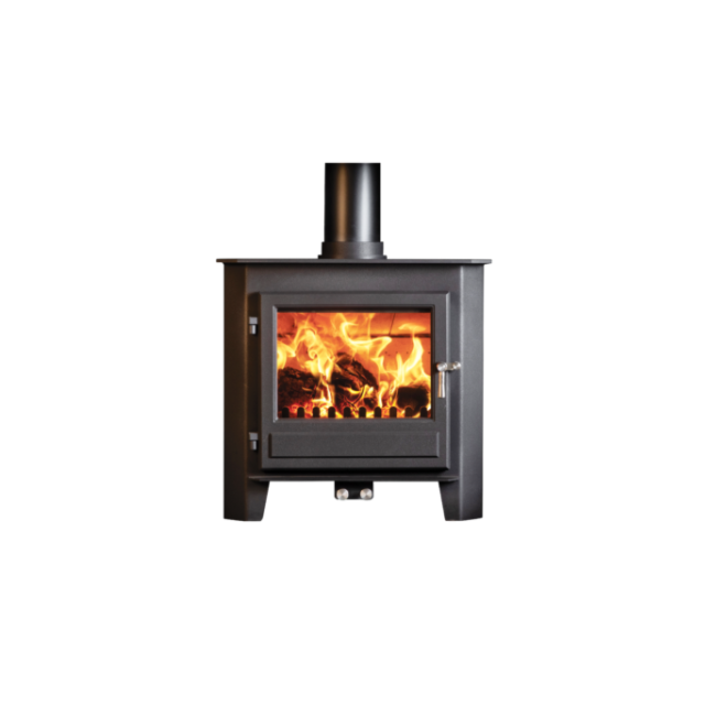 Clock Somersal Classic High Output Multi Fuel Stove - 10kW - Black with Stainless Steel Fittings