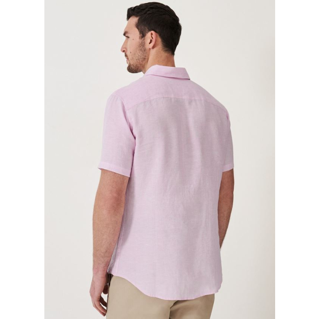 Crew short Sleeve Linen Shirt - Heritage Pink White