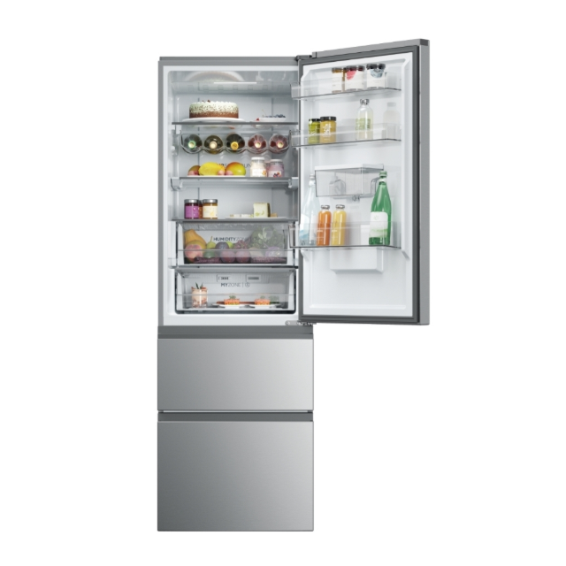 Haier HTW5618DWMG 59.5cm Total No Frost 60/40 Fridge Freezer - Stainless Steel