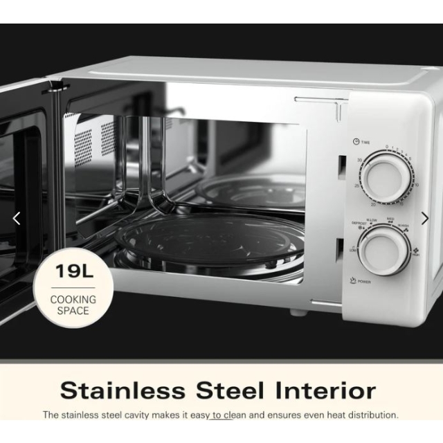 Hamilton Beach HBMX79SSW 20 Litre Manual Dial Microwave with Stainless Steel Interior
