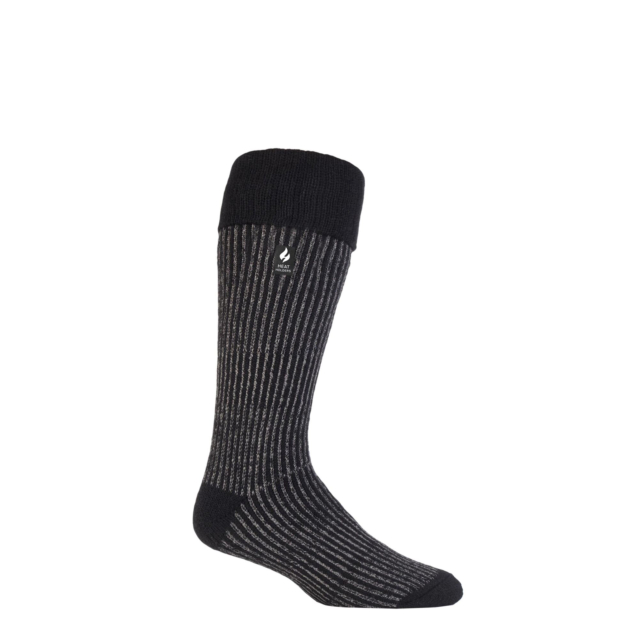 Heat Holders Mens Stripe Boot Sock Black