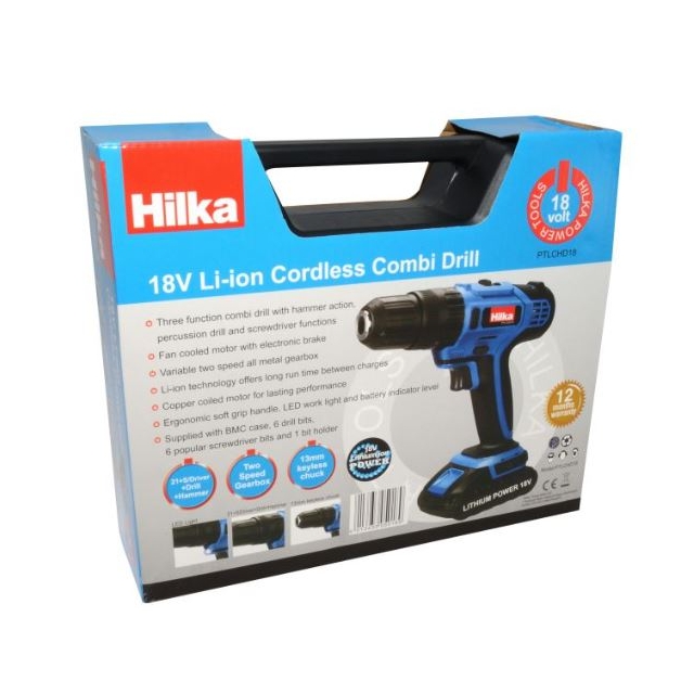 Hilka 18V Li-Ion Cordless Hammer Drill In Bmc