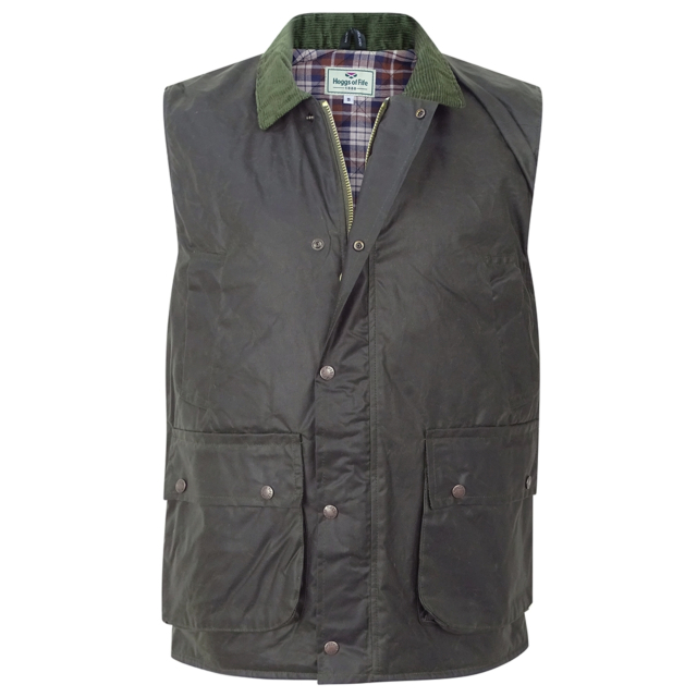 Hoggs Padded Wax Waistcoat Olive