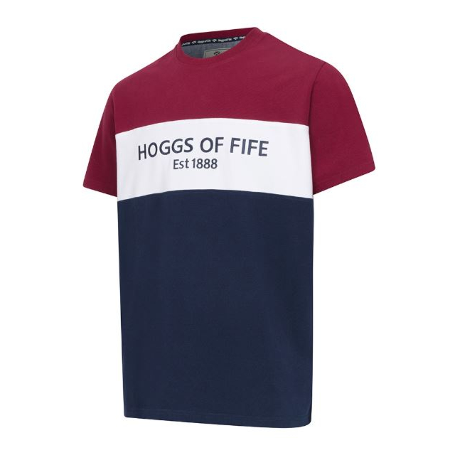 Hoggs Dalbeattie Colour Block T-Shirt - Burgundy/White/Navy