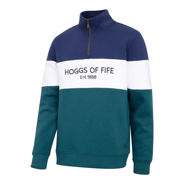 Hoggs Dumfries 1888 Gents 1/4 Zip Sweatshirt - Nordic Blue/Meditteranea 