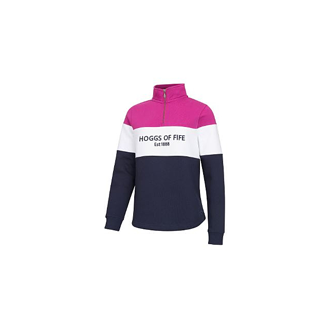 Hoggs Dumfries 1888 Ladies 1/4 Zip - Berry/White/Navy 