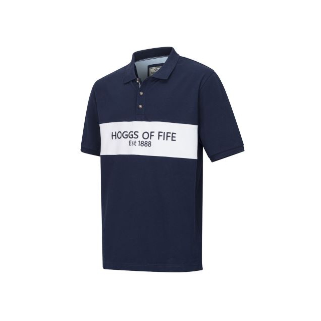 Hoggs Stewart Block Pique Polo Shirt - Navy