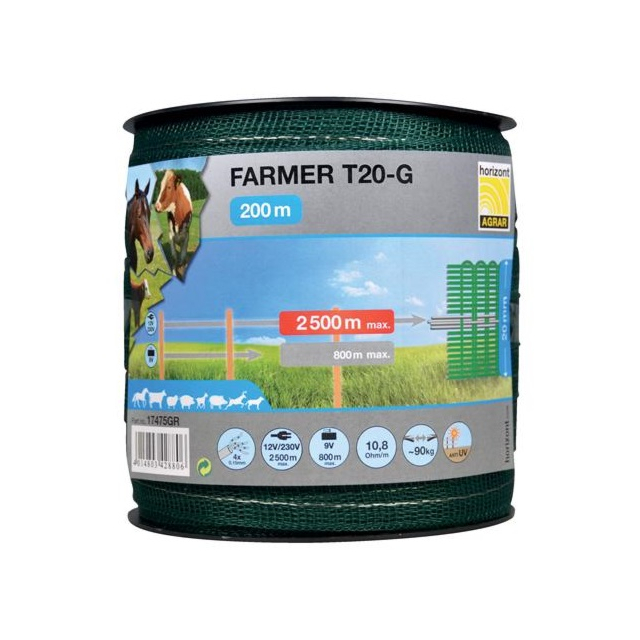 Horizont Farmer Polytape Green T20-G 200m x 20mm