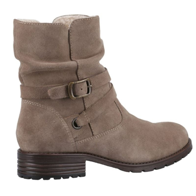 Hush Puppies Piper Suede Buckle Boot - Taupe