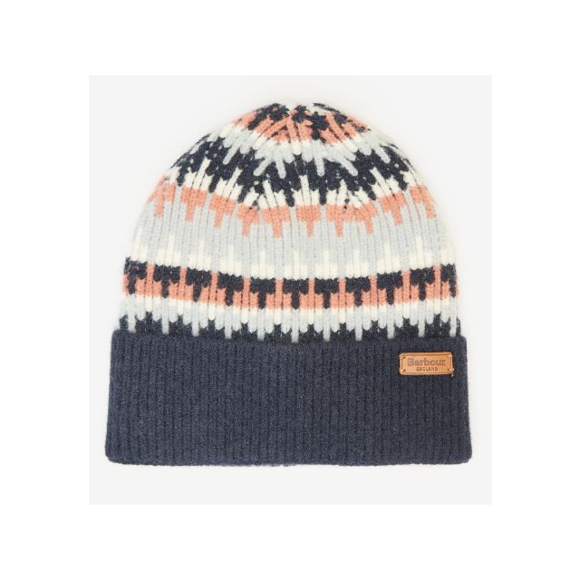 Barbour Craster Beanie Hat - Navy/Pink