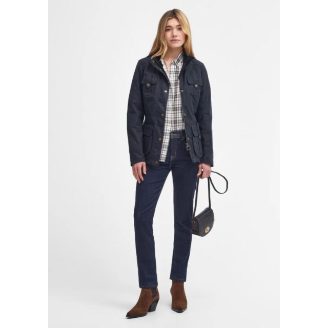 Barbour Winter Defence Wax Jacket - Navy/Classic
