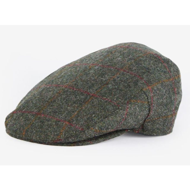 Barbour Crieff Flat Cap - Olive/Red Check 