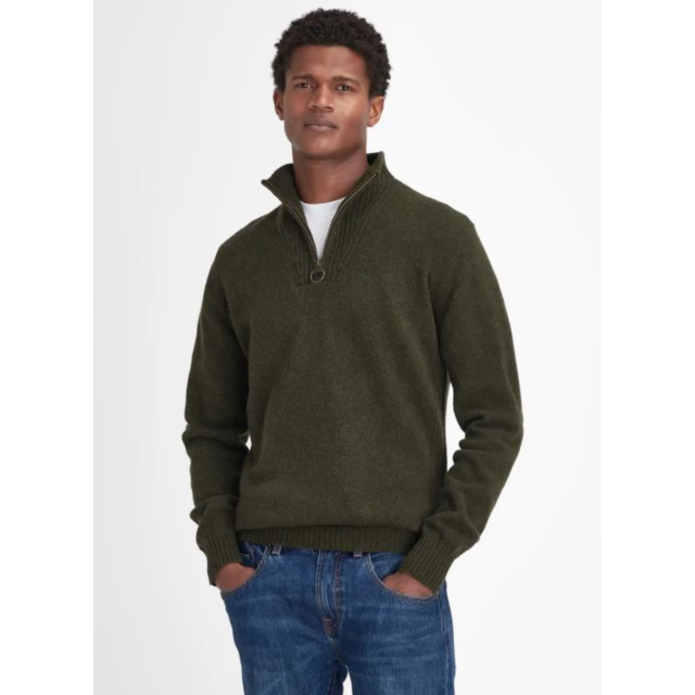 Barbour Essential Lambswool Half Zip Jumper - Seaweed