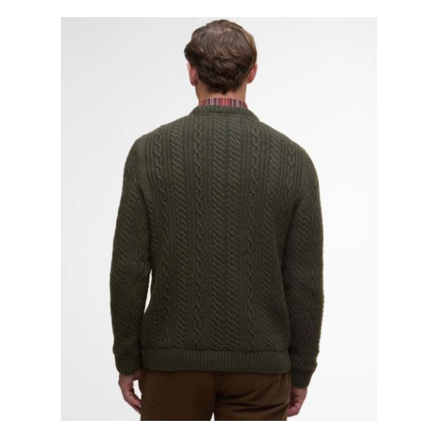 Barbour Lowfen Cable Crew Jumper - Olive