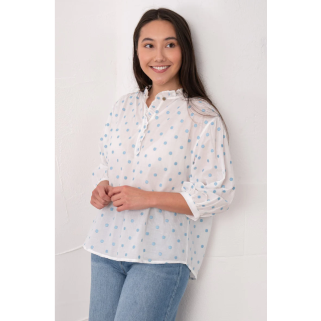 Lighthouse Thea Cotton Blouse - Blue Dot